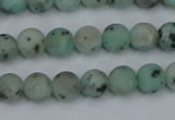 CLJ410 15.5 inches 4mm round matte sesame jasper beads wholesale