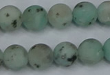 CLJ413 15.5 inches 10mm round matte sesame jasper beads wholesale