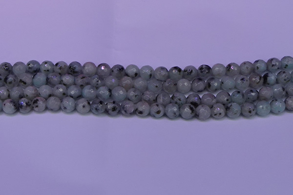 CLJ422 15.5 inches 8mm faceted round sesame jasper beads