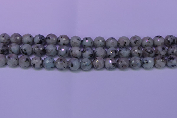 CLJ424 15.5 inches 12mm faceted round sesame jasper beads