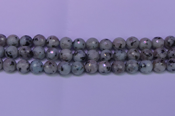 CLJ425 15.5 inches 14mm faceted round sesame jasper beads