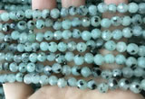 CLJ430 15.5 inches 6mm faceted round sesame jasper beads