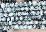 CLJ550 15.5 inches 6mm,8mm,10mm & 12mm faceted round sesame jasper beads