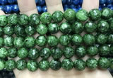 CLJ576 15 inches 10mm faceted round sesame jasper beads