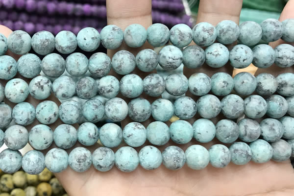 CLJ591 15 inches 8mm round matte sesame jasper beads