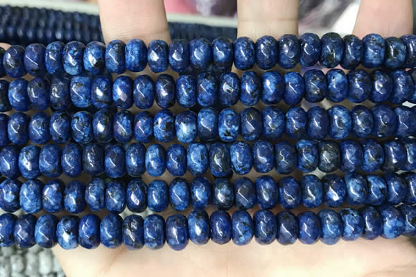 CLJ621 15 inches 5*8mm faceted round sesame jasper beads