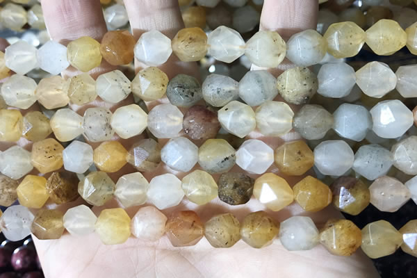 CLJ624 15 inches 8mm faceted nuggets sesame jasper beads