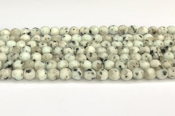 CLJ650 15 inches 6mm faceted round sesame jasper beads