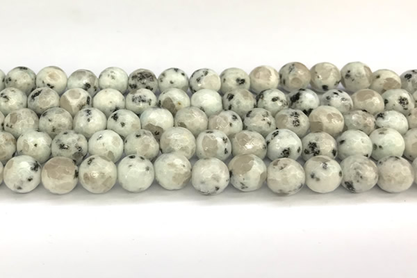 CLJ651 15 inches 8mm faceted round sesame jasper beads