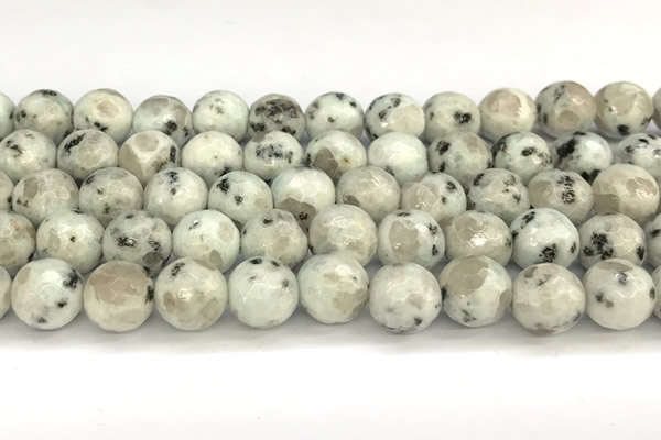 CLJ653 15 inches 12mm faceted round sesame jasper beads