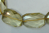 CLQ05 faceted freeform brick natural lemon quartz beads