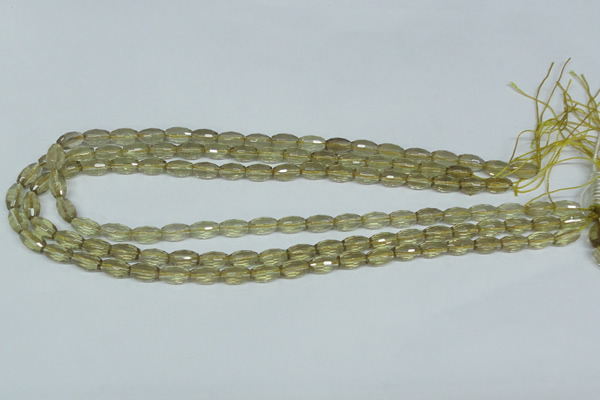 CLQ10 15.5 inches 6*10mm faceted rice natural lemon quartz beads