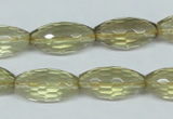 CLQ12 15.5 inches 10*20mm faceted rice natural lemon quartz beads