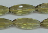 CLQ14 15.5 inches 12*30mm faceted rice natural lemon quartz beads