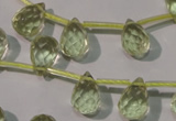 CLQ250 Top-drilled 8*12mm faceted teardrop natural lemon quartz beads