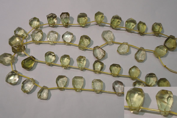 CLQ254 Top-drilled 12*16mm – 13*18mm faceted freeform lemon quartz beads