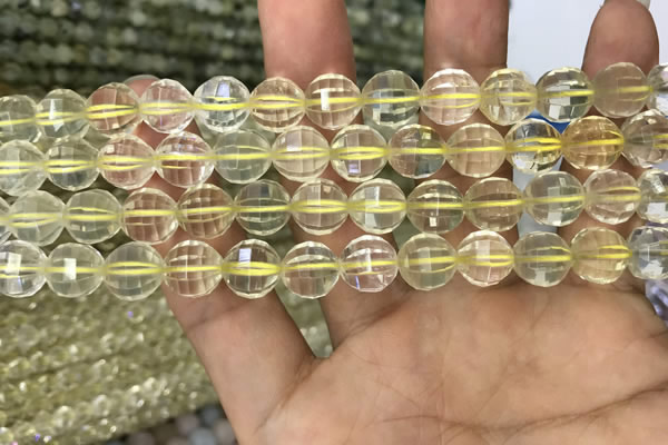 CLQ322 15.5 inches 8mm faceted round natural lemon quartz beads