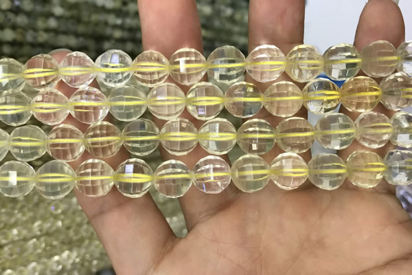 CLQ323 15.5 inches 10mm faceted round natural lemon quartz beads