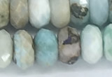 CLR105 15.5 inches 6*10mm faceted rondelle larimar gemstone beads