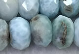 CLR151 15 inches 6*10mm faceted rondelle larimar beads wholesale