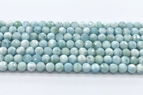 CLR154 15 inches 7mm faceted round larimar gemstone beads