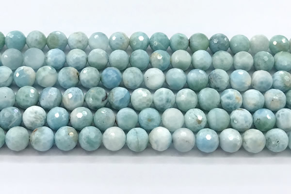 CLR156 15 inches 9mm faceted round larimar gemstone beads