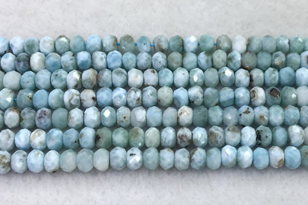 CLR161 15 inches 6*7mm faceted rondelle larimar beads wholesale