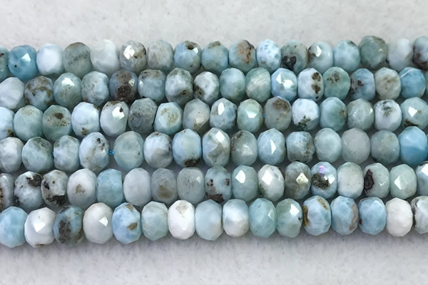 CLR162 15 inches 6*8mm faceted rondelle larimar beads wholesale