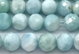 CLR163 15 inches 6mm faceted round larimar gemstone beads