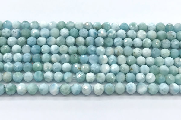 CLR163 15 inches 6mm faceted round larimar gemstone beads