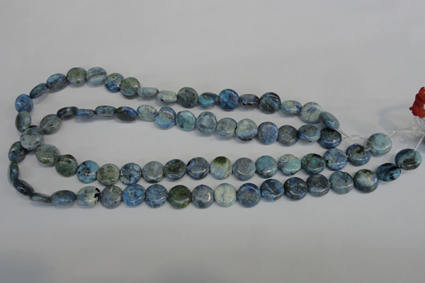 CLR209 15.5 inches 12mm flat round larimar gemstone beads