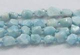 CLR25 15.5 inches 6*8mm nugget natural larimar gemstone chips beads