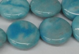 CLR365 15.5 inches 20mm flat round dyed larimar gemstone beads