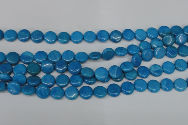 CLR412 15.5 inches 14mm flat round dyed larimar gemstone beads