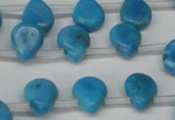 CLR448 Top drilled 8*10mm flat teardrop dyed larimar gemstone beads