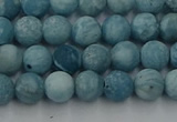 CLR611 15.5 inches 6mm round matte imitation larimar beads