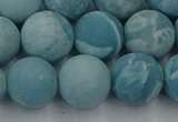 CLR614 15.5 inches 12mm round matte imitation larimar beads