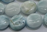 CLR85 15.5 inches 12mm flat round larimar gemstone beads