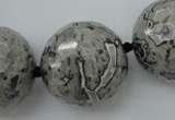 CLS09 15.5 inches 30mm faceted round large grey picture jasper beads