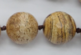 CLS101 15.5 inches 25mm faceted round large picture jasper beads