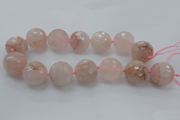 CLS16 15.5 inches 30mm faceted round large pink quartz beads