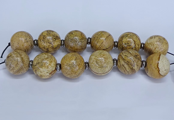 CLS253 7.5 inches 30mm round large picture jasper beads