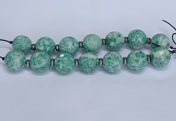 CLS302 7.5 inches 25mm faceted round large Qinghai jade beads