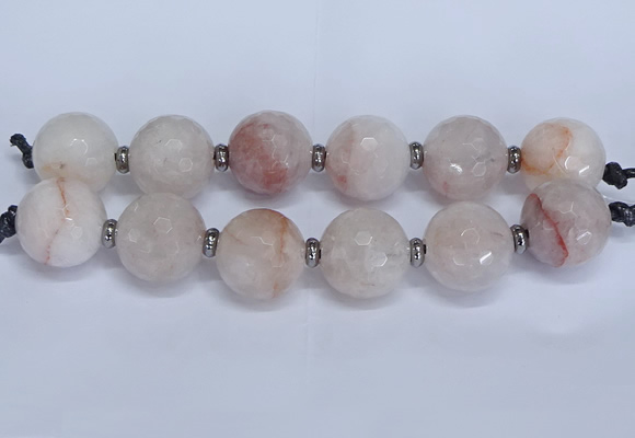 CLS350 7.5 inches 30mm faceted round large pink quartz beads