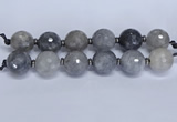 CLS351 7.5 inches 30mm faceted round large cloudy quartz beads