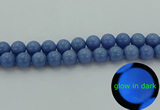 CLU105 15.5 inches 14mm round blue luminous stone beads