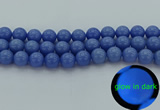 CLU115 15.5 inches 14mm round blue luminous stone beads