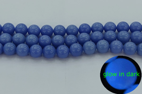 CLU115 15.5 inches 14mm round blue luminous stone beads