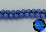 CLU117 15.5 inches 18mm round blue luminous stone beads