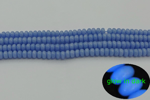 CLU120 15.5 inches 4*6mm rondelle blue luminous stone beads